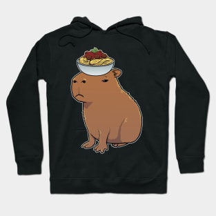 Capybara with Spaghetti and Meatballs on its head Hoodie